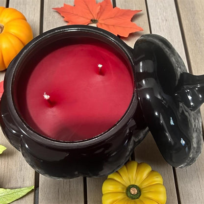 BLACK PUMPKIN GLASS JAR 14OZ